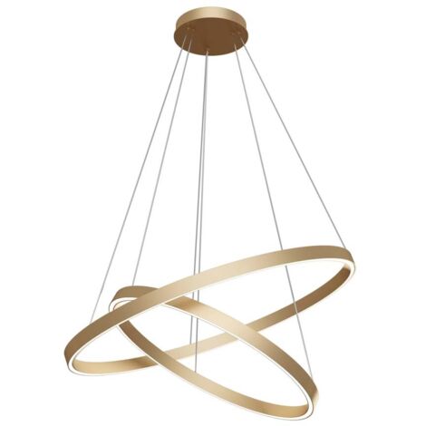 Maytoni Rim Plafonnier suspendu circulaire à 2 niveaux en laiton à LED intégrée de jante moderne