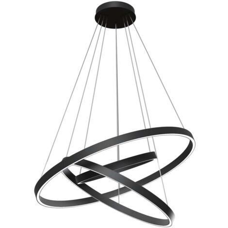 Maytoni Rim Plafonnier suspendu circulaire à 3 niveaux à LED noir intégré Modern Rim