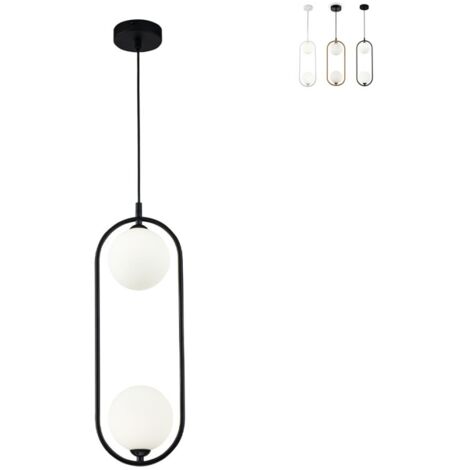 Maytoni Ring Moderno anello 2 luci nero ciondolo plafoniera paralume in vetro