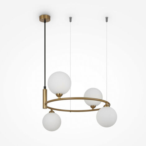 Maytoni Ring Plafoniera moderna a sospensione globo a 4 luci in ottone G9