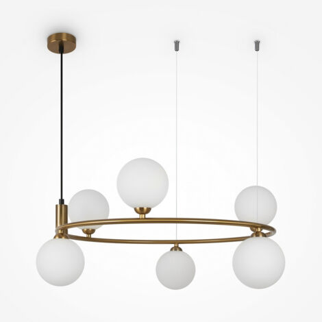 Maytoni Ring Plafoniera moderna a sospensione globo a 6 luci in ottone G9