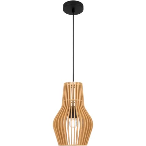 Maytoni Roots I Lampadario moderno a sospensione con struttura in filo metallico da 20 cm, nero, paralume beige 1xE27
