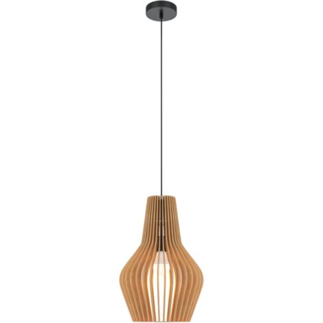 Maytoni Roots I Lampadario moderno a sospensione con struttura in filo metallico da 30 cm, nero, paralume beige 1xE27