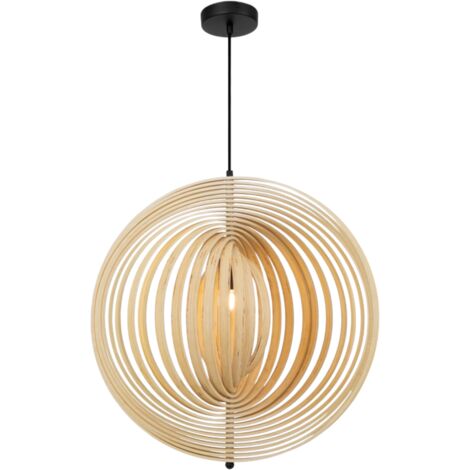 Maytoni Roots Lampadario moderno a sospensione sferica da 60 cm, nero, paralume beige 1xE27