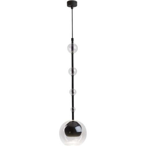 Maytoni Ros Lampadario moderno a sospensione a cupola nero con paralume in vetro 1xGU10