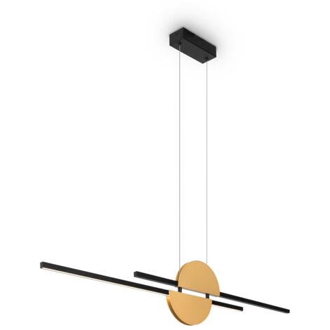 Maytoni Skyline Lampada a sospensione moderna da soffitto, colore nero, 4000K, 800lm, paralume in ottone