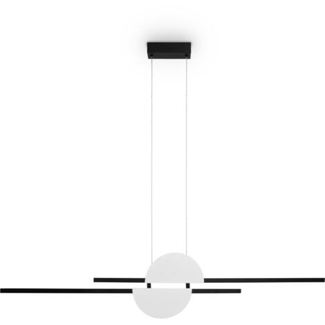 Maytoni Skyline Lampada a sospensione moderna da soffitto, colore nero 4000K, 900lm, paralume bianco