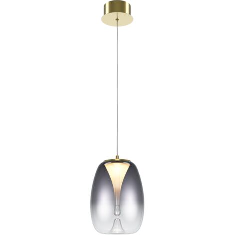 Maytoni Splash Lampadario a sospensione moderno a cupola, oro 3000K, 280 lm, paralume fumé