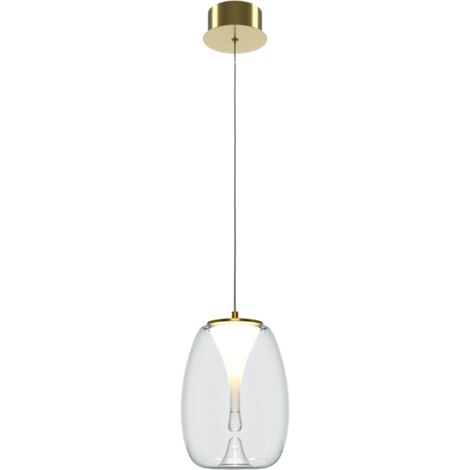 Maytoni Splash Lampadario moderno a sospensione a cupola, oro 3000K, paralume in vetro da 620 lm