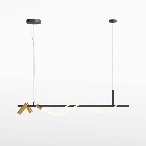 Maytoni Tau Plafonnier Bar Moderne Noir, Or LED Intégrée 3000K