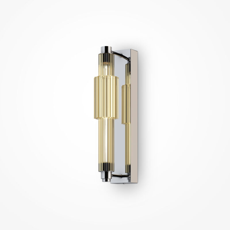 Maytoni - Verticale Applique murale led intégrée moderne chrome, abat-jour cognac, 3000K