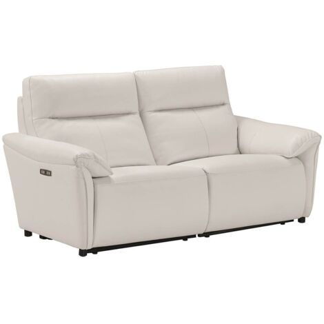 MAZARO - Canapé 3 Places Relax Electrique Cuir Blanc
