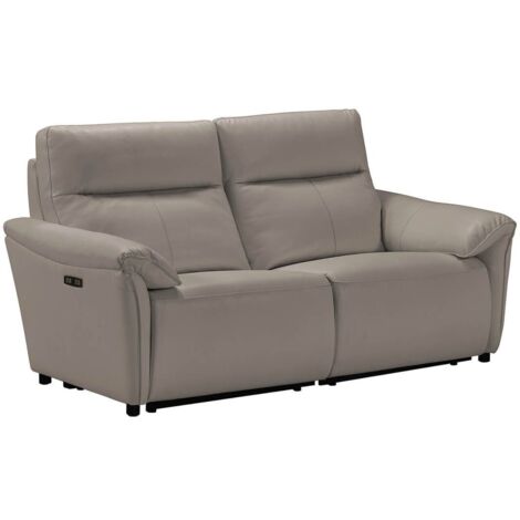 MAZARO - Canapé 3 Places Relax Electrique Cuir Gris éléphant