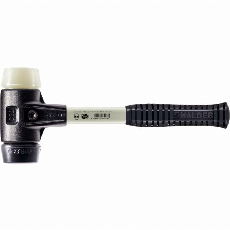 Mazo Halder simplex Caucho / nylon relleno con carcasa de hierro maleable reforzado y mango de fibra de vidrio - D=80 mm - 3728.080