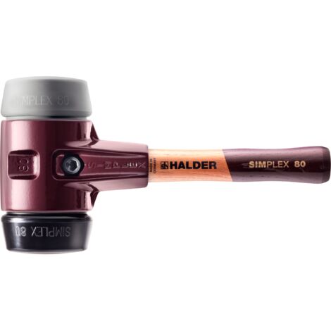 Mazza HALDER SIMPLEX TPE medio / gomma con corpo in ferro malleabile e manico in legno - D=80 mm - Manico extra corto - 3023.082