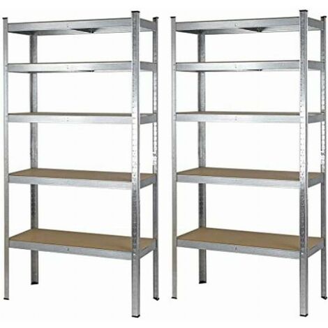 BRIGROS LA VOGLIA DI FARE MBI - voglia di fare - Scaffale metallo garage - 180x90x40 Cm - scaffale 5 ripiani per garage profilo in ferro robusto e resistente scaffale legno scaffale metallico garage (2, Galvanizzato)