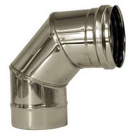 MBM – Courbe 90 pour conduit de cheminée DN 140 – Acier inoxydable 316 – Température max 600 °C – Soudage TIG pour résistance à la corrosion