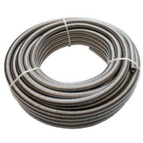 MBM – Tuyau d'arrosage flexible 10 m – Acier inoxydable 316L – Diamètre 12 mm – Filetage 1/2' – Pression max 10 bar – Conforme UNI EN 15266