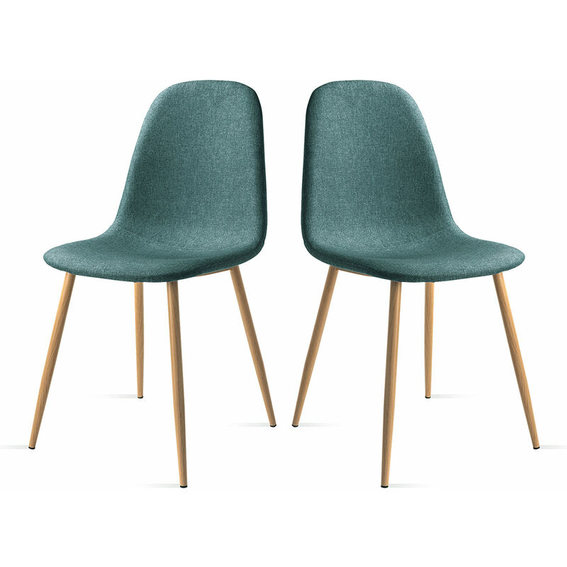 Mc Haus - Pack 2 chaises elva design nordic salle manger 46x43x86cm Vert Turquoise