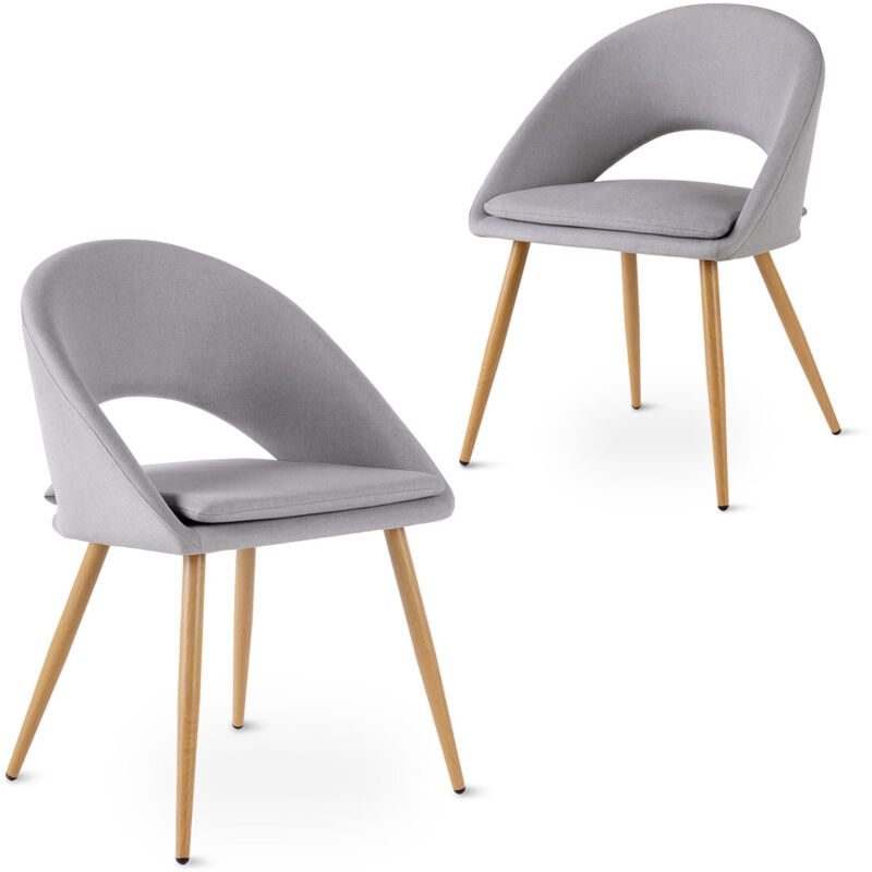 Lot de 2 chaises de salle à manger avec accoudoirs, salon, bureau ou cuisine, style élégant, gris perle