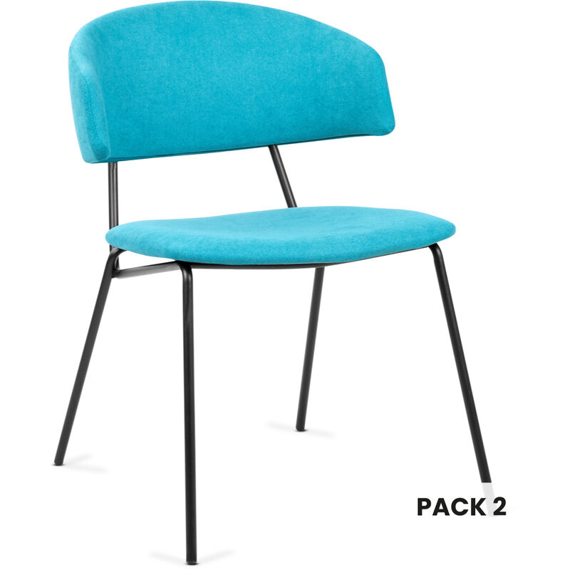 Mc Haus - Shira Pack 2 Chaises Salle a manger Bureau Chambre a coucher 54x57x77,5cm Turquoise