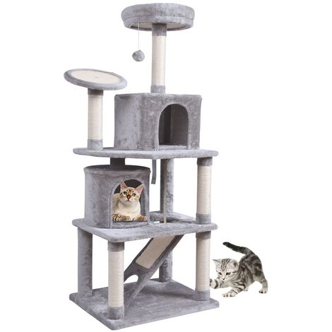 Mc Star Grand Arbre A Chat 161cm Griffoir Grattoir Avec 2 Maison Spacieux Plate Forme Epaissie Escaliers Planches A Gratter Et Jouets 161cm Gris Clair Gris Clair Dsct1901gr