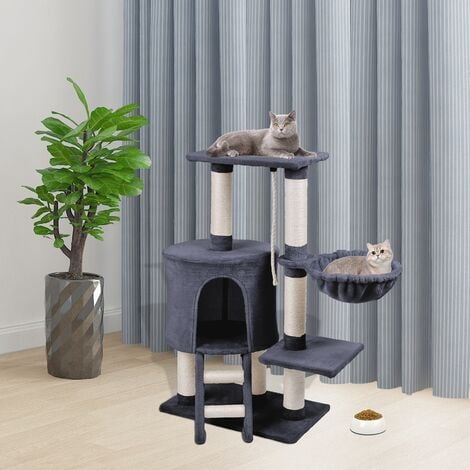 MC Star Kratzbaum 96 cm Katzenbaum Kletterbaum für Katzen Spielturm mit Plüsch-Hängematte und Spielseil