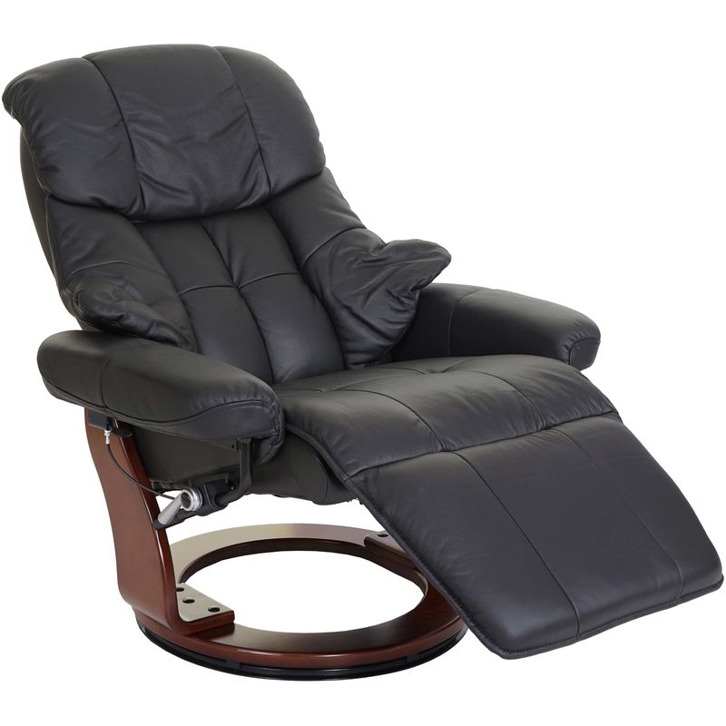 HHG - MCA fauteuil relax Calgary 2, fauteuil de télévision, cuir, charge 150kg ~ noir, couleur noix