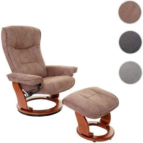 MCA fauteuil relax Hamilton, fauteuil de télévision + tabouret, tissu, charge max. 130kg - marron antique miel