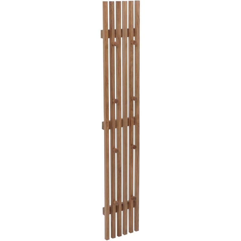 MCA Panneau vestiaire HHG-390, patère murale, patère en bois, 8 crochets, bois massif, 120 x 21 cm, chêne