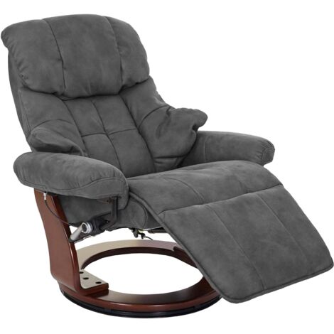 MCA Relaxsessel Windsor 2, Fernsehsessel Sessel, Stoff/Textil 150kg belastbar dunkelgrau, Walnuss-Optik
