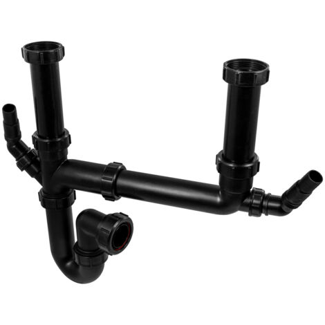 McAlpine Black Double Bowl Sink Kit  Durable 1.5 Bowl Design