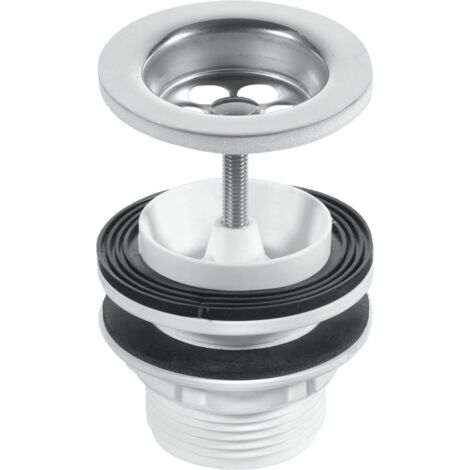 McAlpine BSW11P 1.25" x 60mm Stainless Steel Flange Centre Pin Basin Waste: Backnut and Washer for basin bracket if required and Black PVC Plug