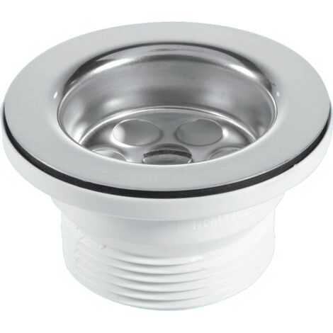 McAlpine BSW9P Centre Pin Bath Waste: 70mm Stainless Steel Flange: Black PVC Plug