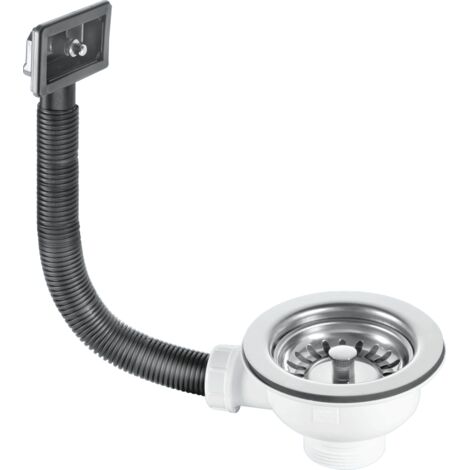 McAlpine BWSTOFRS 1.5" Basket Strainer Waste and Overflow: 113mm Stainless Steel Flange: Stemball Plug: Rectangular Overflow Grid: Centre Pin Model