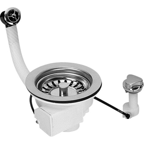 McAlpine PUFS113-CP 1.5" Pop-Up Basket Strainer Waste: 113mm Stainless Steel Flange: Chrome Plated Plastic Command Knob: Centre Pin Model
