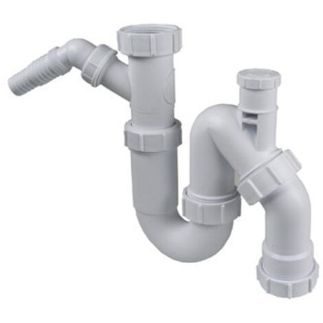 Mcalpine siphon universel en plastique 6/4 x40mm avec aérateur et raccord pour machine à laver