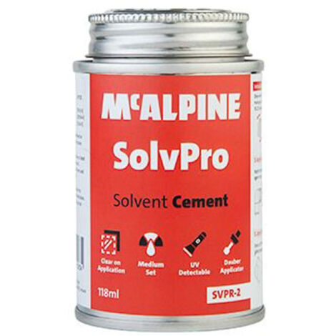 McAlpine SolvPro Solvent Cement 118ml - UV Detectable, Low VOC