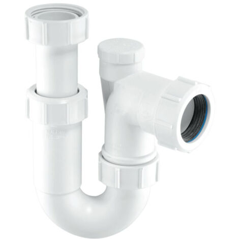 McAlpine SR10V 1¼" x 75mm Water Seal Running Tubular Swivel 'P' Trap with Anti-Syphon Valve. (Silentrap)