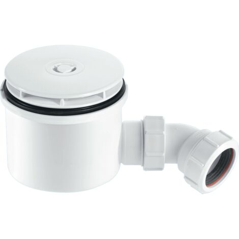McAlpine ST90WH10-HP2 90mm x 50mm Water Seal Shower Trap with 1.5" Outlet High-Flow High-Performance Trap with removable 110mm Flange