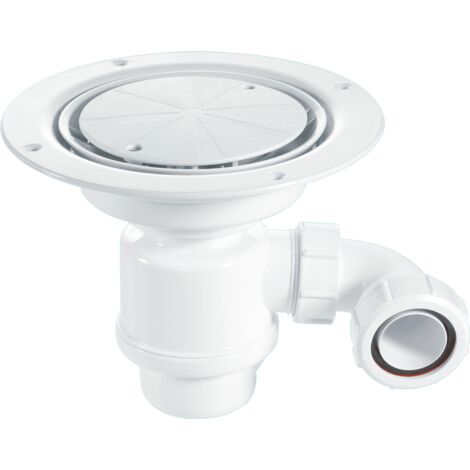 McAlpine TSG1WH-STW2R 50mm Water Seal Resealing Trap with 1½" x 90° Swivel Multifit Outlet Bend, White Plastic Clamp Ring and Cover Plate with Securing Screws