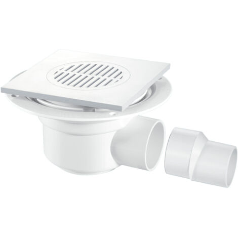 McAlpine TSG50T6WH 50mm Water Seal Trapped Gully, Tile/Grating with removable Grid, 2" Horizontal Outlet and 2" x 1½" Socket Reducer