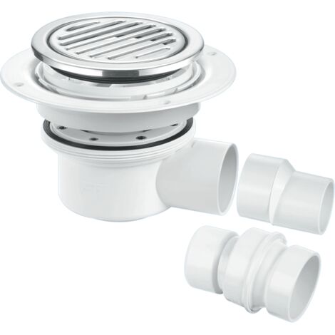 McAlpine TSG52-R125SS Two Piece 50mm Water Seal Trapped Gully, Tile/Grating with removable Grid, 2" Horizontal Outlet and 2" x 1½" Socket Reducer