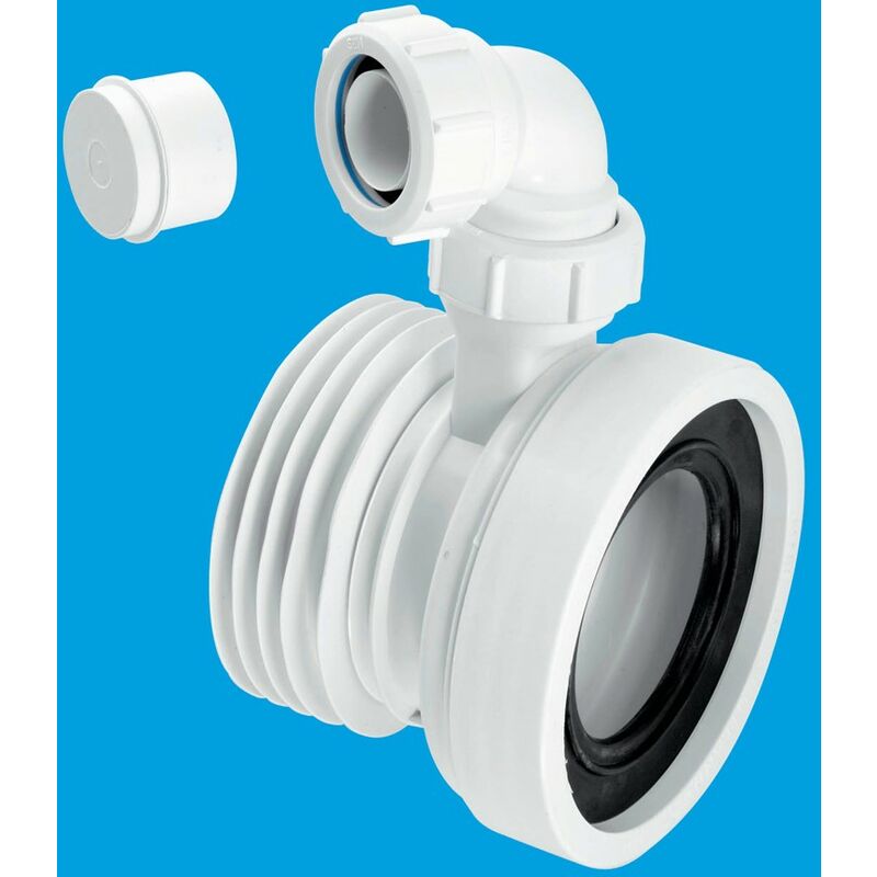 McAlpine Straight Rigid WC Connector with 1.1/4 Universal Vent Boss - 110mm Outlet
