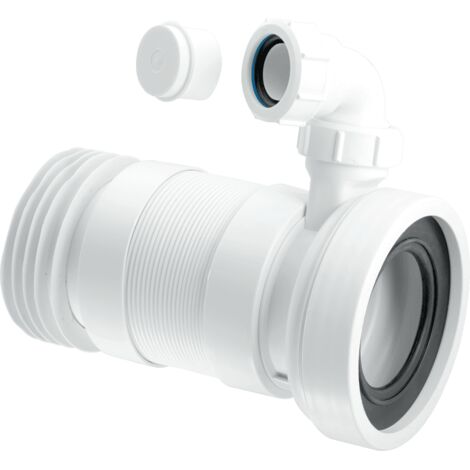 McAlpine WC-F26RV 97-107mm Inlet x 4"/110mm Outlet Flexible WC Connector with 1.25 Universal Vent Boss.