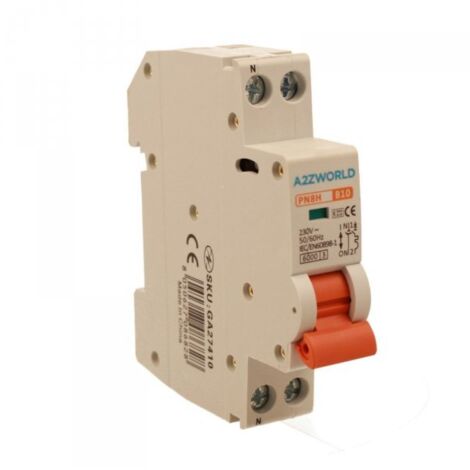 MCB Interruttore Magnetotermico Automatico Curva B 1P+N 1M 6000A B10A AC 230V IP20 IEC60898-1 PN8H