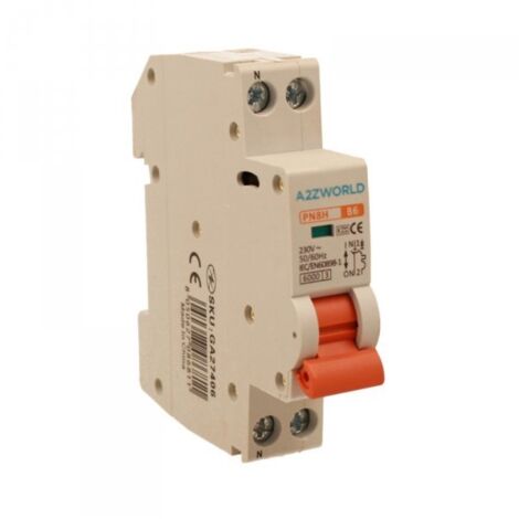 MCB Interruttore Magnetotermico Automatico Curva B 1P+N 1M 6000A B6A AC 230V IP20 IEC60898-1 PN8H