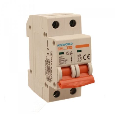 MCB Interruttore Magnetotermico Automatico Curva B 2P 2M 6000A B20A AC 400V IP20 IEC60898-1 SB6L