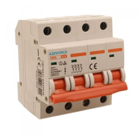 MCB Interruttore Magnetotermico Automatico Curva B 4P 4M 6000A B10A AC 400V IP20 IEC60898-1 SB6L