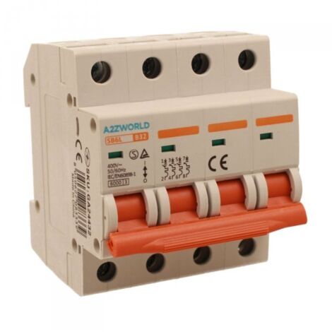 MCB Interruttore Magnetotermico Automatico Curva B 4P 4M 6000A B32A AC 400V IP20 IEC60898-1 SB6L